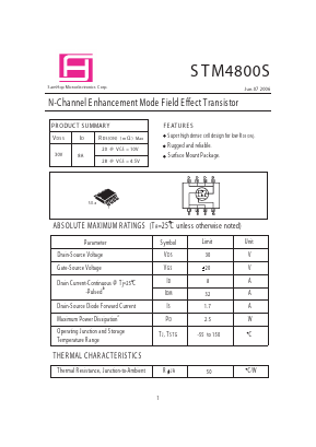 STM4800S Datasheet PDF Samhop Mircroelectronics
