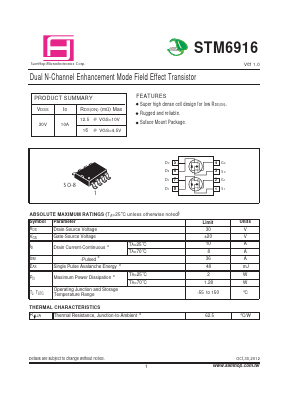 STM6916 Datasheet PDF Samhop Mircroelectronics