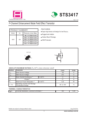 STS3417 Datasheet PDF Samhop Mircroelectronics