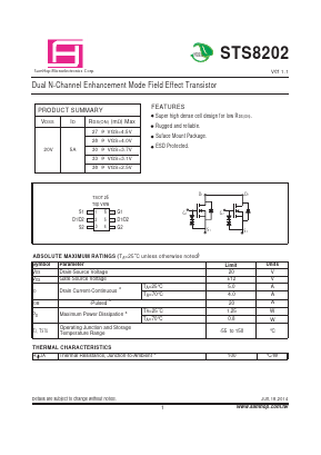 STS8202 Datasheet PDF Samhop Mircroelectronics