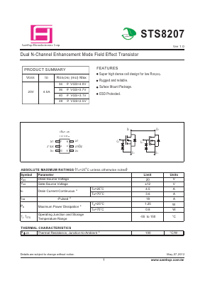 STS8207 Datasheet PDF Samhop Mircroelectronics
