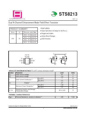 STS8213 Datasheet PDF Samhop Mircroelectronics