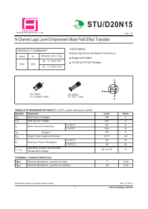 STD20N15 Datasheet PDF Samhop Mircroelectronics