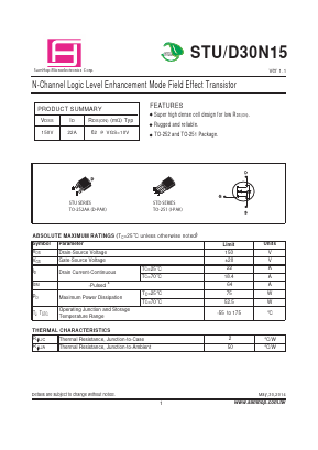 STD30N15 Datasheet PDF Samhop Mircroelectronics