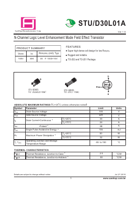 STD30L01A Datasheet PDF Samhop Mircroelectronics