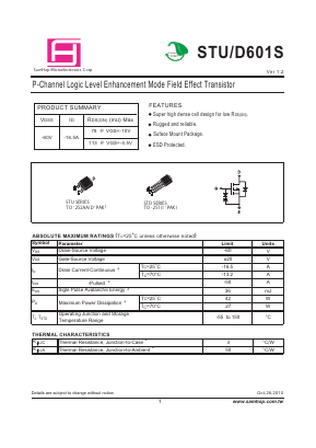 STU601S Datasheet PDF Samhop Mircroelectronics