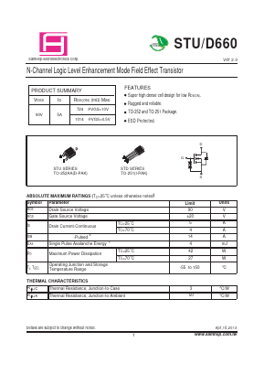 STU660 Datasheet PDF Samhop Mircroelectronics