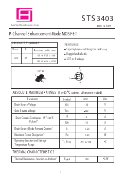 STS3403 Datasheet PDF Samhop Mircroelectronics