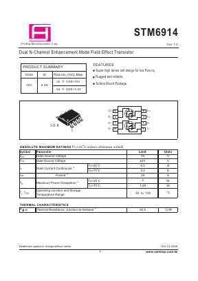 STM6914 Datasheet PDF Samhop Mircroelectronics
