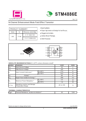 STM4886E Datasheet PDF Samhop Mircroelectronics