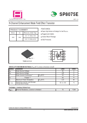 SP8075E Datasheet PDF Samhop Mircroelectronics