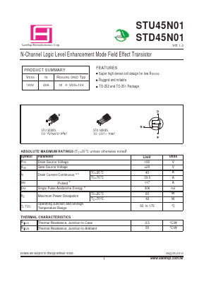 STD45N01 Datasheet PDF Samhop Mircroelectronics