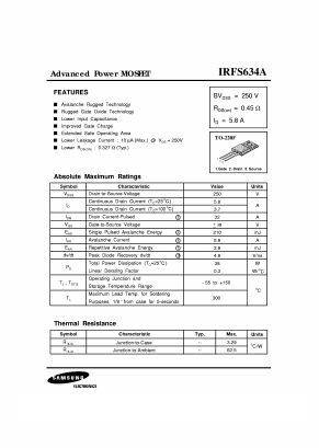 IRFS634A Datasheet PDF Samsung