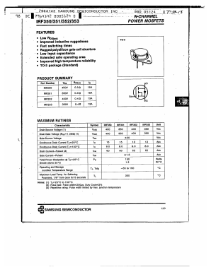 IRF352 Datasheet PDF Samsung