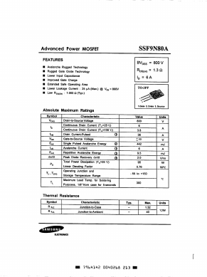 SSF9N80A Datasheet PDF Samsung