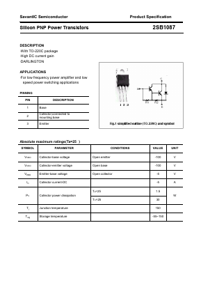 2SB1087 Datasheet PDF SavantIC Semiconductor 