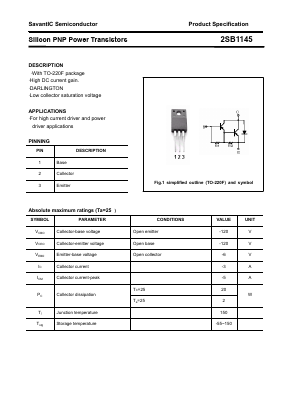 2SB1145 Datasheet PDF SavantIC Semiconductor 