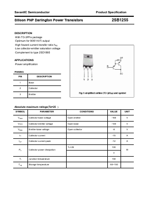 2SB1255 Datasheet PDF SavantIC Semiconductor 