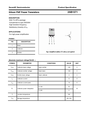 2SB1371 Datasheet PDF SavantIC Semiconductor 
