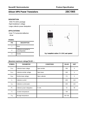 2SC1905 Datasheet PDF SavantIC Semiconductor 