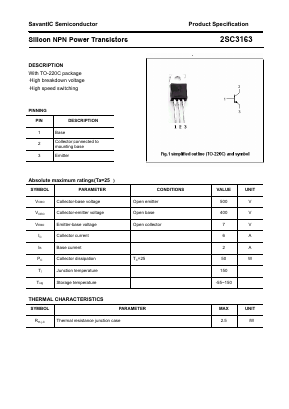 C3163 Datasheet PDF SavantIC Semiconductor 