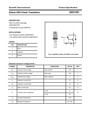 D1591 Datasheet PDF SavantIC Semiconductor 