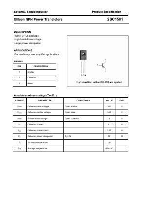 C1501 Datasheet PDF SavantIC Semiconductor 