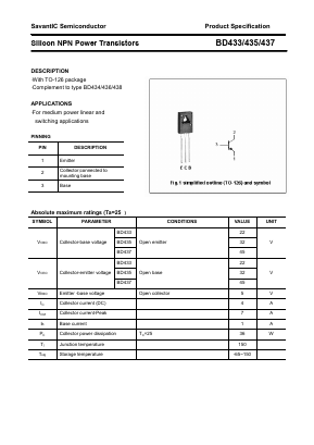 BD437 Datasheet PDF SavantIC Semiconductor 