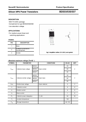 BD533 Datasheet PDF SavantIC Semiconductor 