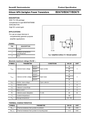 BD679 Datasheet PDF SavantIC Semiconductor 