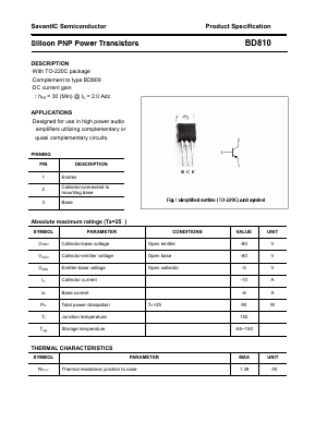 BD810 Datasheet PDF SavantIC Semiconductor 