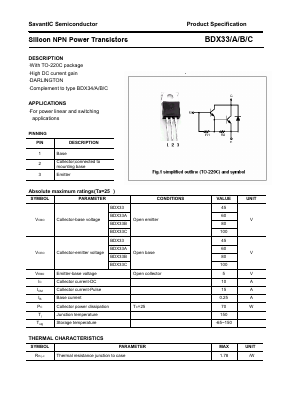 BDX33 Datasheet PDF SavantIC Semiconductor 