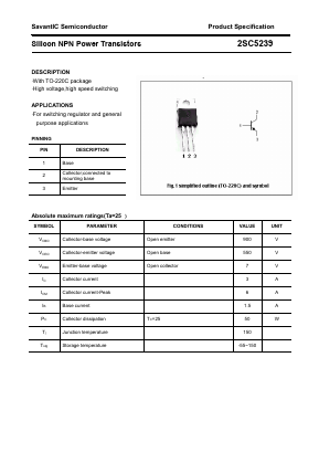 2SC5239 Datasheet PDF SavantIC Semiconductor 