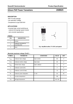 B825 Datasheet PDF SavantIC Semiconductor 