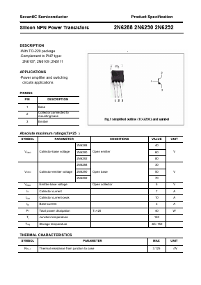 2N6290 Datasheet PDF SavantIC Semiconductor 