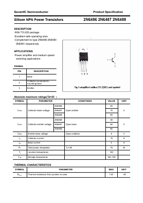 2N6488 Datasheet PDF SavantIC Semiconductor 
