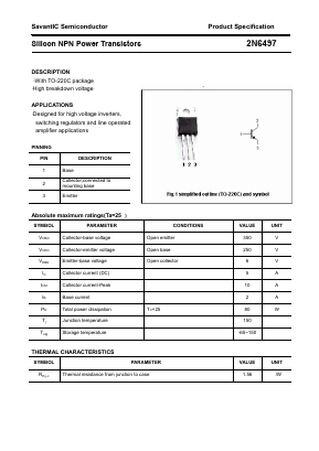 2N6497 Datasheet PDF SavantIC Semiconductor 