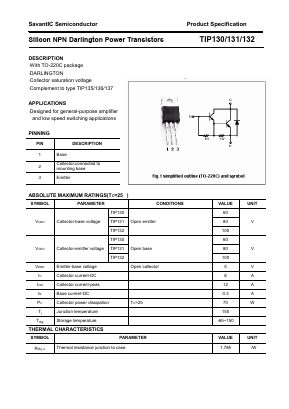 TIP131 Datasheet PDF SavantIC Semiconductor 