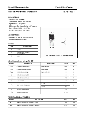 MJE15031 Datasheet PDF SavantIC Semiconductor 