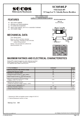 SCS0540LP Datasheet PDF Secos Corporation.