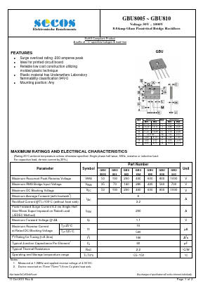 GBU808 Datasheet PDF Secos Corporation.