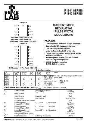 IP1845J Datasheet PDF Semelab - > TT Electronics plc 