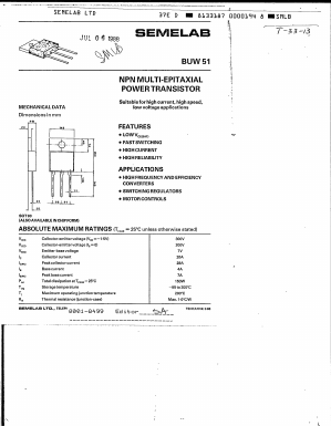 BUW51 Datasheet PDF Semelab - > TT Electronics plc 
