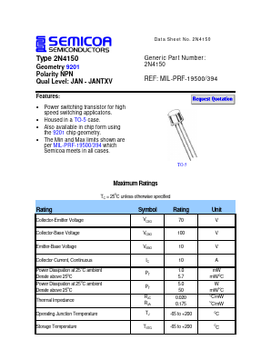 2N4150_ Datasheet PDF Semicoa Semiconductor