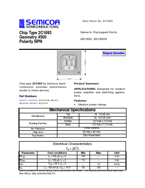 2N1893 Datasheet PDF Semicoa Semiconductor