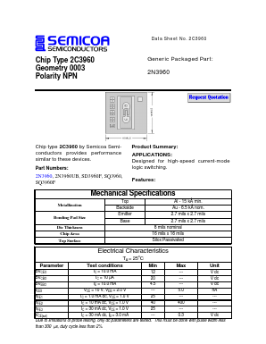 2N3960UB Datasheet PDF Semicoa Semiconductor