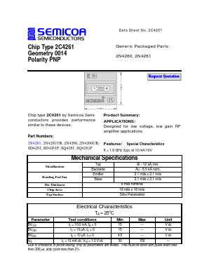 2N4260 Datasheet PDF Semicoa Semiconductor