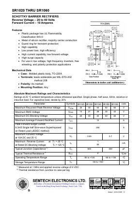 SR1020 Datasheet PDF Semtech Electronics LTD.