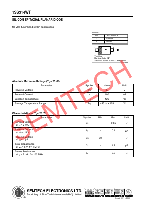1SS314WT Datasheet PDF Semtech Electronics LTD.