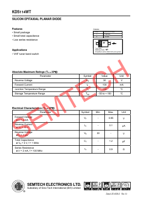 KDS114WT Datasheet PDF Semtech Electronics LTD.